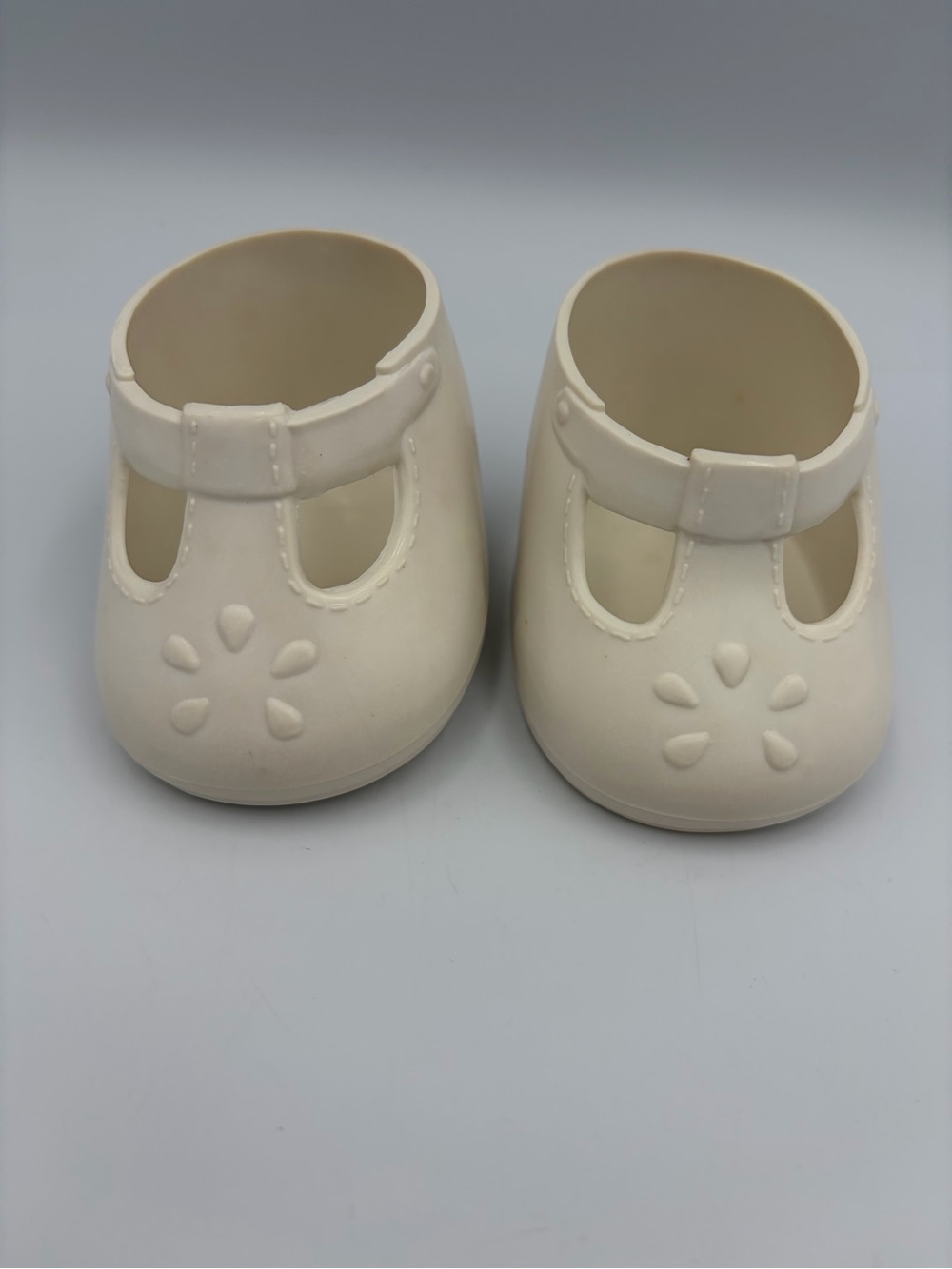 Vintage Mattel My Child Doll Shoes White Mary Jane T-Bars